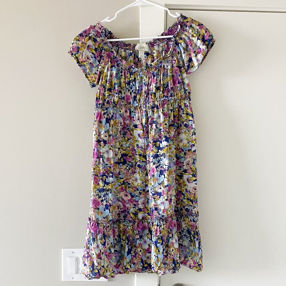 Vintage Ann Taylor LOFT Floral Tiered Babydoll Dress Size 0 Cottagecore Coquette